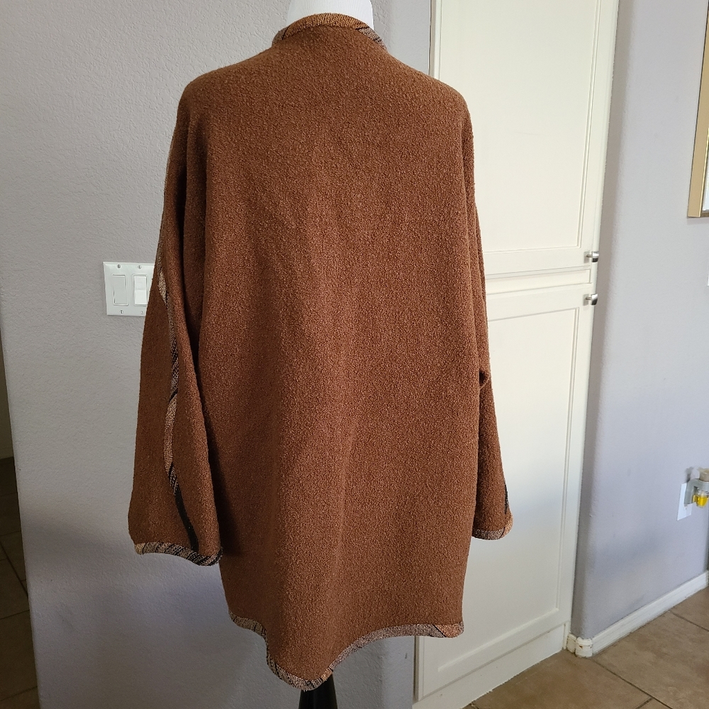 Candiss Cole Art to Wear Brown Open Front Sweater Jacket Women's Size Small - Picture 3 of 11